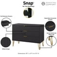 thumbnail image 4 of DUMBO Modern Engineered Wood Dresser with 3-Drawers in Black, 4 of 11