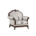 thumbnail image 2 of JERFIT Traditional Ivory Upholstered Accent Chair with Button Tufting and Floral Design for Living Room, Bedroom, 2 of 5