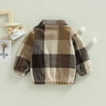 thumbnail image 4 of KOMOO Toddler Baby Flannel Jacket Long Sleeve Lapel Corduroy Jacket Button Elastic Hem Plaid Shacket Jacket, 4 of 9