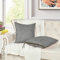 Home Soft Things Suede Throw Pillow Cover with Big Zipper 2 Pieces - Silver Grey - 20" x 20"