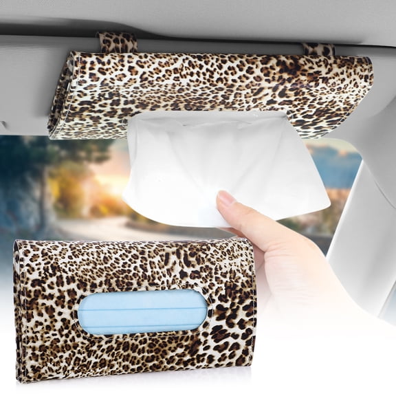 OTOSTAR PU Leather Car Tissue Holder Vehicle Organizer, 8.9 x 5.1 x 1.6 inch