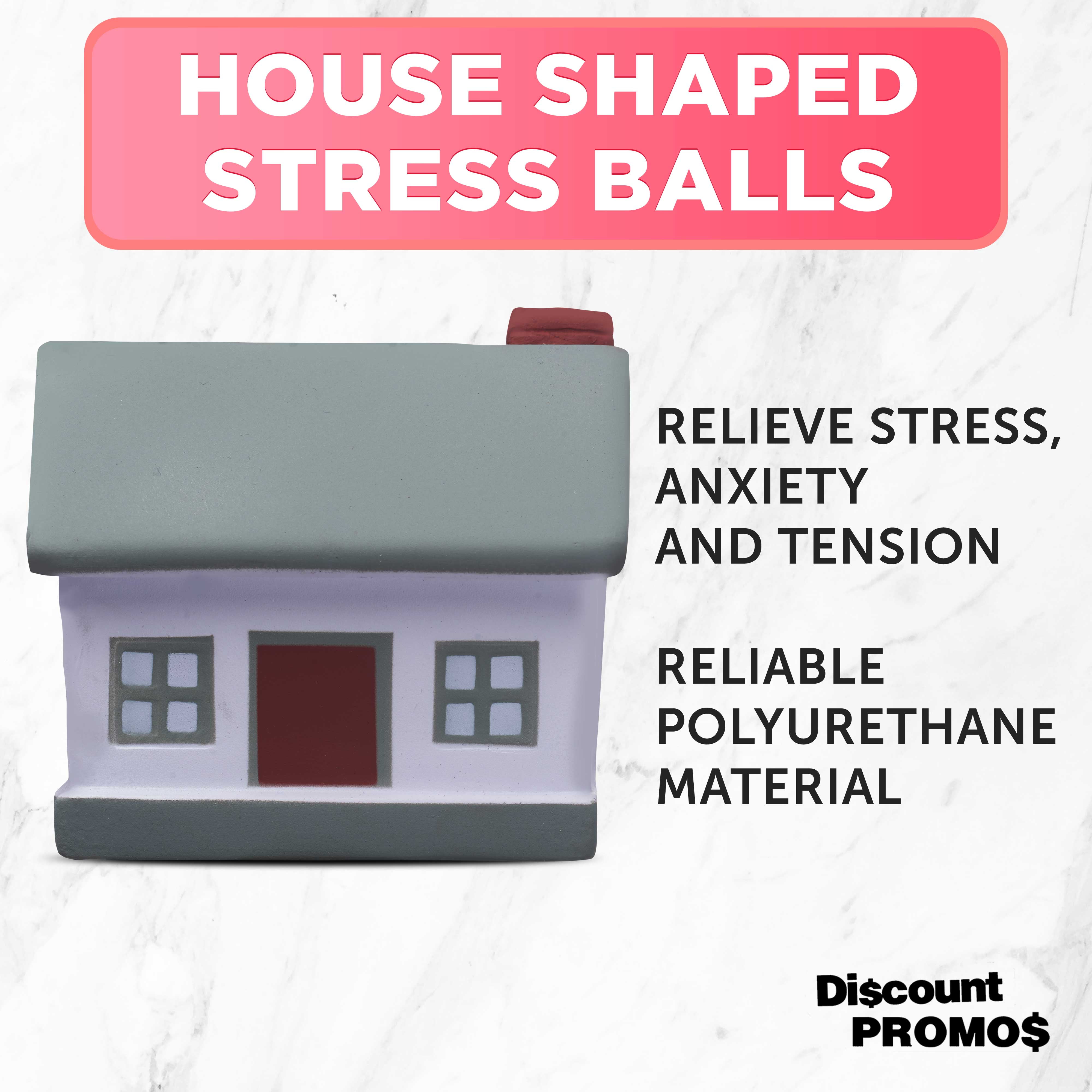 House Shaped Stress Balls Set of 10, Bulk Pack - Anxiety Stress Relief, Perfect for Your Desk, Office or Home - Grey