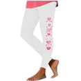 thumbnail image 3 of Feancey Leggings for Women High Waist Casual Valentines Day Workout Pants Novelty Heart Print Stretchy Tummy Control Tights Seamless Butt Lift Yoga Pant White M, 3 of 7