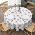 thumbnail image 3 of White Cartoon Unicorn Face Pattern Round Tablecloth 60"x60",Wrinkle Wipeable Table Cloth for Kitchen Dining Room Picnic Patio Party, 3 of 6