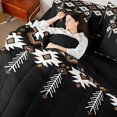 thumbnail image 5 of Manfei Hippie Aztec Adult 7pcs Bedding Comforter Set, Chic Tribal Mandala Style Queen Bedding Sets, Black Brown Abstract Reversible Queen Sheet Sets, Breathable Home Decor, 5 of 8