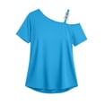 thumbnail image 5 of Asxite Womens Tops Short Sleeve Solid Color Off Shoulder Loose and Breathable Casual Blouse, 5 of 5