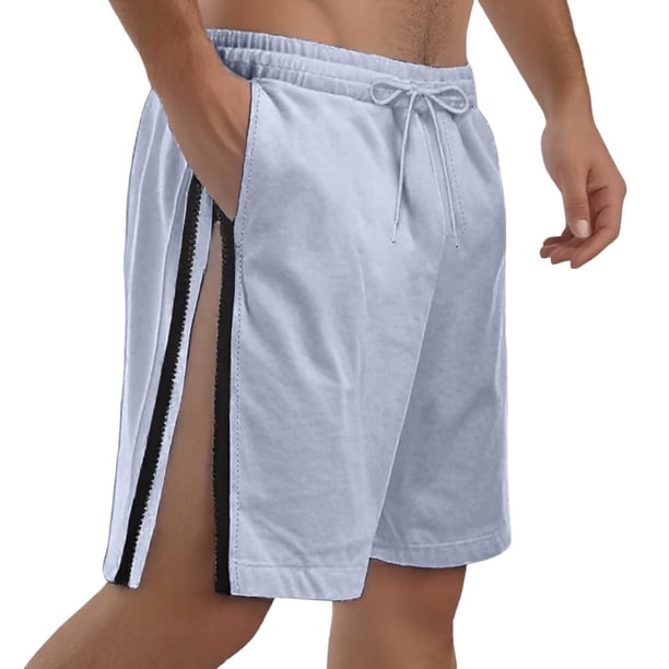 Pantalones cortos holgados de verano para hombre con cremallera lateral, cinco bolsillos, cintura elástica y tejido ripstop (S-XXXL)
