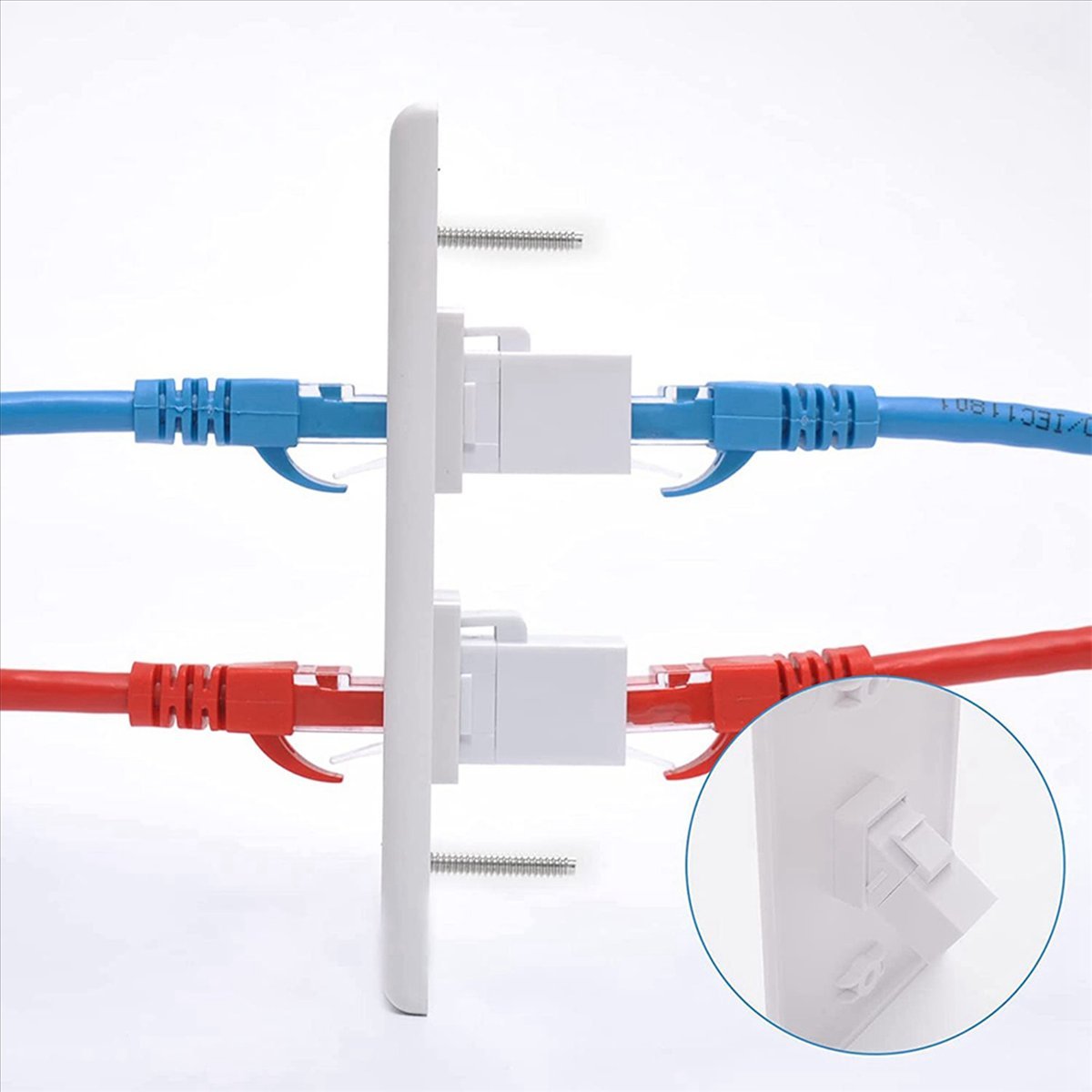 10 Pack 2 Port Ethernet Wall Plate, Cat6 Female to Female Wall Jack RJ45 Inline Coupler Wall Outlet, White