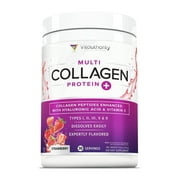 Vitauthority Multi Collagen Peptides Hydrolyzed Protein Powder with Hyaluronic acid & Vitamin C, Strawberry, 9.7 oz