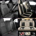 thumbnail image 2 of LAONNVIR Leather Auto Car Seat Covers Front & Rear Seat Protector Fit for Ford Edge 2007-2024 5 Seats Full Set Universal Fit (Black&Beige), 2 of 6