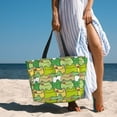 thumbnail image 6 of Pofeuu Cartoon Frog Print Beach Bag,Waterproof Sandproof Beach Tote Bag, Large Capacity Foldable Beach Bags for Women, 6 of 7