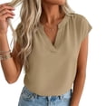 thumbnail image 5 of Edvintorg Womens Short Sleeve Tops Loose Fit Lightweight V Neck Casual Shirts Summer Clothes for Women Khaki XXL, 5 of 6