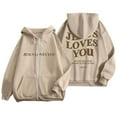 thumbnail image 2 of Christian Hoodies for Women 2025 Jesus Loves You Hoodie Zip Up Hoodie with Pockets Hooded Sweatshirt Women Jacket, 2 of 8