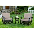 thumbnail image 1 of Kullavik 3 Piece Patio Outdoor Aluminum Metal Swivel Rocking Chair with Coffee Table and 5.1 Inch Cushion Outdoor Metal Swivel Rocking Chair Furniture Conversation Set for Porch Garden - Khaki, 1 of 9