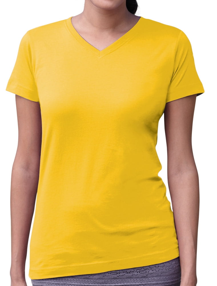 LAT 3507 Ladies VNeck Longer Length TShirt Yellow 2XLarge