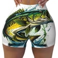 thumbnail image 2 of Sikiie Big bass fish Print Workout Shorts Women Scrunch Butt Gym Shorts Seamless High Waist Tummy Control Yoga Biker Athletic Shorts-Small, 2 of 8