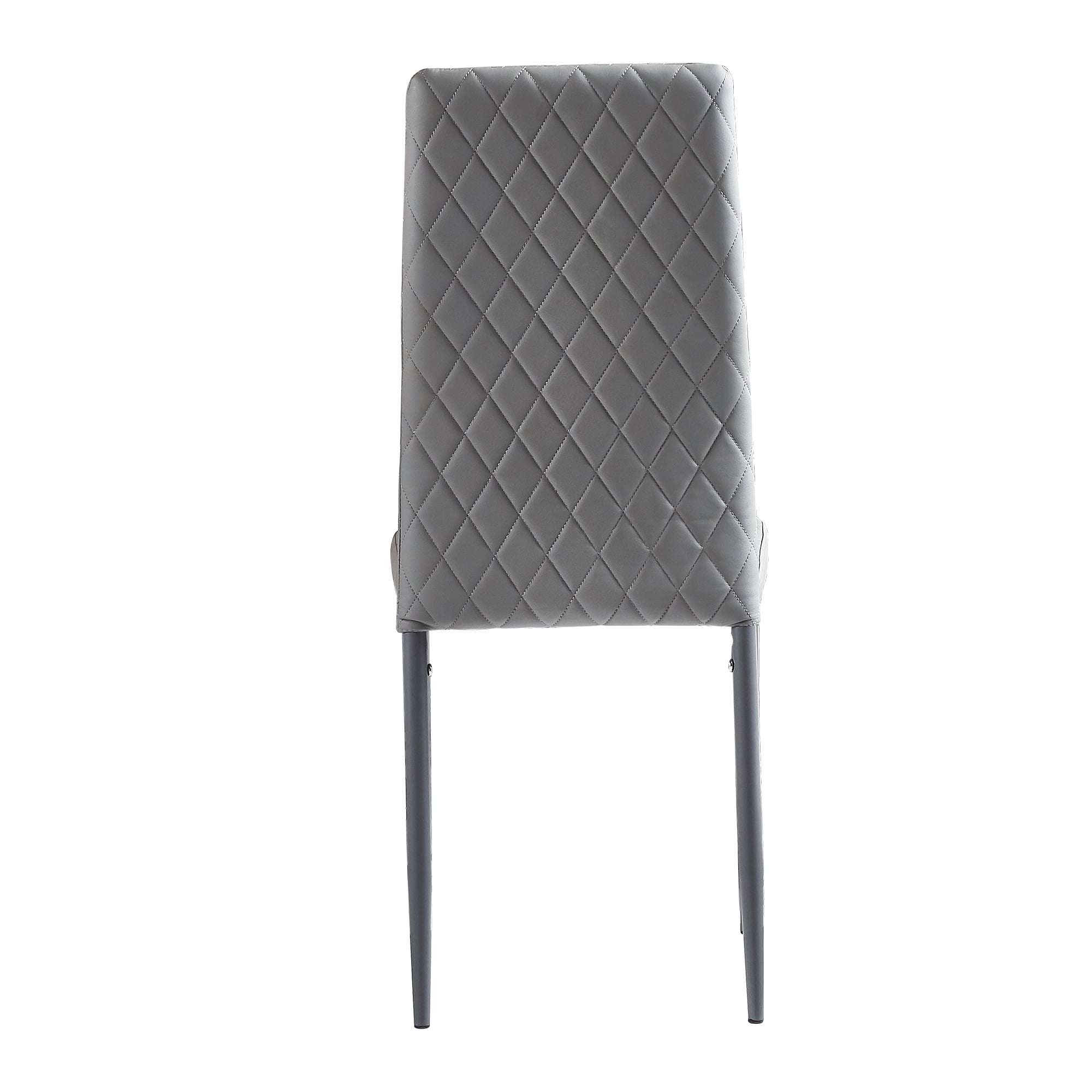 Kepooman Set of 6 Fireproof Leather Upholstered Dining Chairs, Gray Kepooman Set of 6 Fireproof Leather Upholstered Dining Chairs, Gray