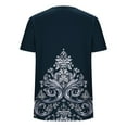 thumbnail image 6 of GNFQXSS Women Abstract Floral Print Crew Neck Short Sleeve Tee Casual Lightweight Breathable Pullover Top For Weekend Navy M, 6 of 7