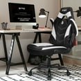 thumbnail image 3 of N-GEN White Gaming Chair, Flip-up Armrest Computer Chair Ergonomic Office Chair PU Leather Desk Chair Executive Adjustable Swivel Task Chair, 3 of 8