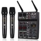 thumbnail image 1 of Mezclador de audio profesional con micrófono inalámbrico dual, interfaz del sistema de consola de placa de sonido Mezclador de DJ de 4 canales USB Bluetooth MP3 Entrada de computadora Alimentación fan, 1 of 5
