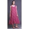 thumbnail image 3 of Bimba Fuschia Pink Floral Artistic Dragonfly & Sleeveless Cotton Nightgowns For Women Printed Mid-Calf Length Sleepwear XXX-Large, 3 of 6