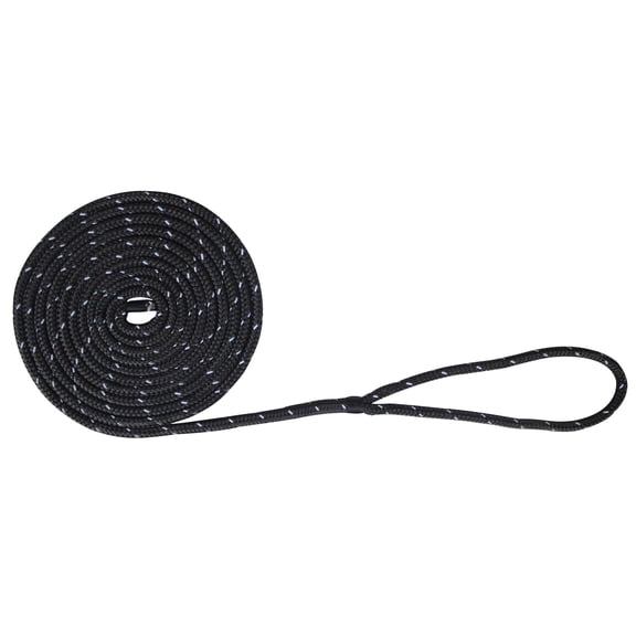 Extreme Max 3006.2469 BoatTector Double Braid Nylon Dock Line - 3/8" x 20', Black w/ Reflective Tracer