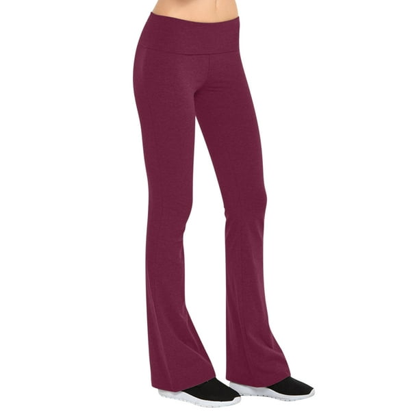 TOWED22 Women's Flare Yoga Pants V Waist Flared Leggings High Waisted  Bootcut Workout Pants Tummy Control(Red,XL)