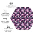 thumbnail image 3 of Lsque Skull Flower Pattern 4" Drink Coasters Set of 4, PVC Leather Absorbent Coasters, Table Coaster Set Decorative Coffee Cup Coasters Housewarming Gift -Hexagon, 3 of 6