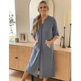 thumbnail image 7 of Avidlove Women Zipper Front Robes 3/4 Sleeve Housecoat Full Length Loungewear Dress with Pocket Long Nightgown Sleepwear Bathrobes, 7 of 7
