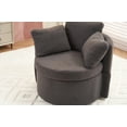 thumbnail image 4 of Swivel Accent Chair with Storage, Teddy Barrel Chair with Under Seat Storage and Metal Base, Single Sofa Chair for Living Room, 250LBS Weight Capacity, Dark Gray, 4 of 9