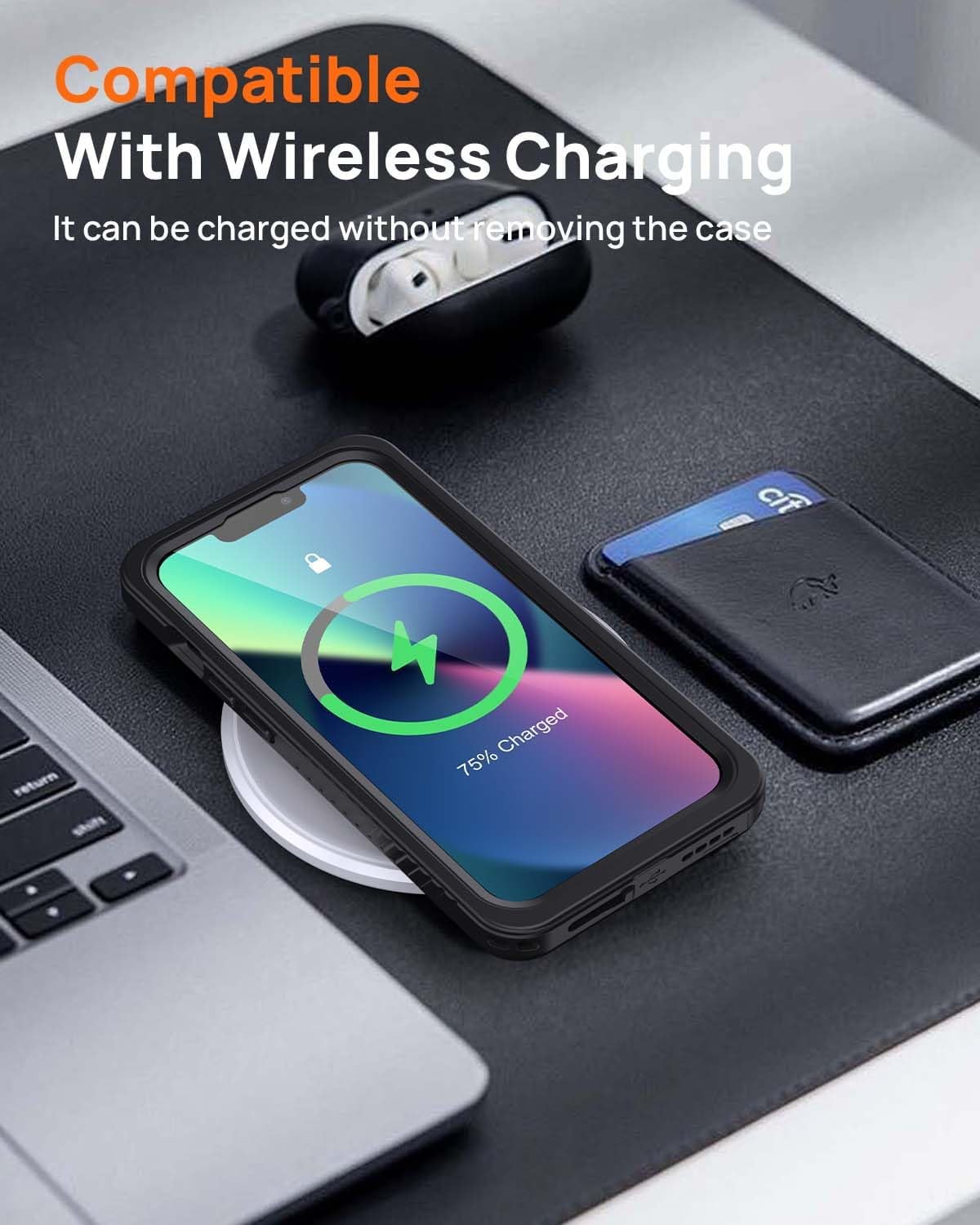 for iPhone 13 Privacy Case, Waterproof Dustproof Shockproof Cases for iPhone 13 with Privacy Screen Protector, Full Body Protective Front and Back Cover for iPhone 13-6.1 inch (Black)