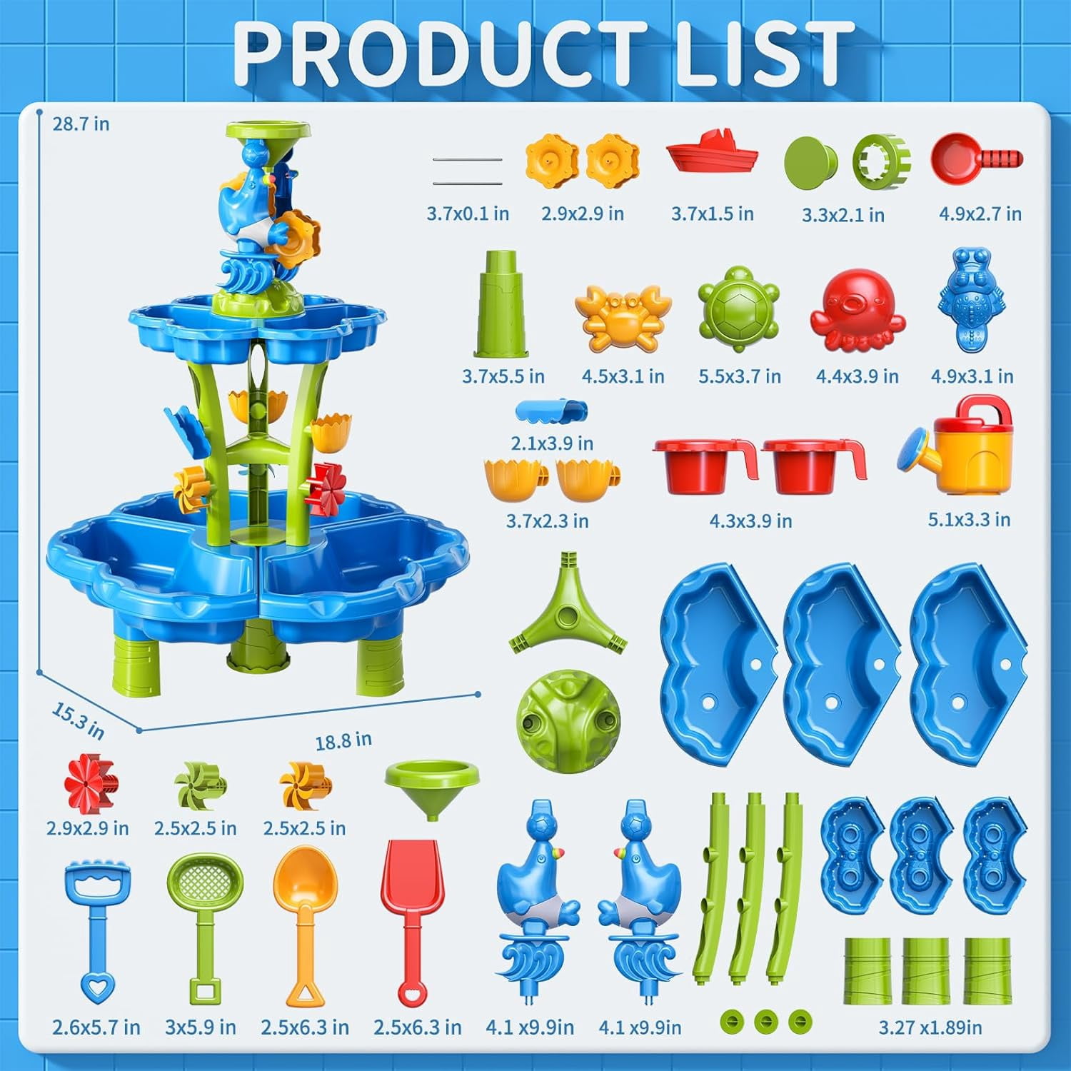 3 in 1 Water Table for Toddlers 1-3 3-5 4-8, Summer Outdoor Beach Outside Backyard Activity Sensory Kids Sand and Water Table, Birthday Party Gifts for Kids Boys and Girls Ages 3 4 5 6 7 8