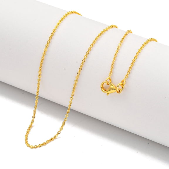 Brass Cable Chain Necklaces for Women Real 24K golden Plated 17.56 inch(446mm)