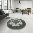 thumbnail image 4 of Ahgly Company Machine Washable Indoor Round Industrial Modern Western Charcoal Gray Area Rugs, 6' Round, 4 of 7