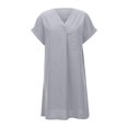 thumbnail image 3 of WILLBEST Vestido Playero De Lino De Color Liso De Verano Para Mujer, Manga Corta, Cuello En V, Botones, Ligero, Transpirable Y Elegante, Informal, Para Vacaciones, Viajes Y Uso Diario., 3 of 3