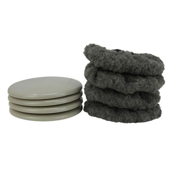 Shepherd 9314 5 in. Gray Round Reusable Slide Glide Furniture Sliders & Fleece Socks Set - 8 Piece