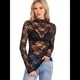 thumbnail image 3 of Blusa de Larga con Encaje Floral de para Mujer, Blusa Interior Transparente con , Cuello Redondo, Informal, Transparente. Negro L, 3 of 7