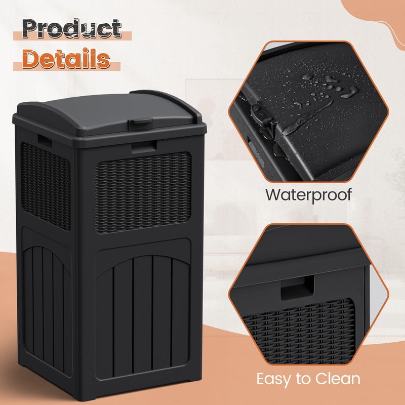 Homall Homes 36 Gallon Trash Can Plastic Kitchen Trash Can,Black