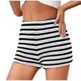 thumbnail image 2 of FNFYFH Womens Striped Lounge Shorts Soft Y2K Knit Low Rise Mini Shorts Stretch Low Rise Micro Shorts, 2 of 7