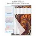 thumbnail image 4 of No Hook Shower Curtain with Snap-in Liner, Brown Orange Black Waterproof Fabric Bathroom Curtains, Modern Tie-dyeing Ombre Abstract Art Bath Curtains & Mesh Top Window 72"x96" Extra Long, 4 of 9