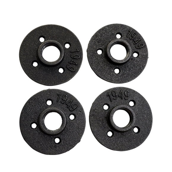 HINTRMENT 10Pcs Threaded Wall Mounted Flange Black Iron Fittings for Industrial Curtain Rails