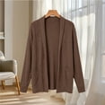 thumbnail image 6 of vzibsiv Cardigan for Women Long Sleeve Open Front Knit Fleece Jacket with Pockets Fall Winter Outfits Brown Size 2XL, 6 of 6