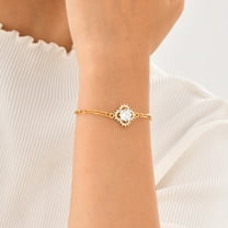 Stainless Steel Link Chain Bracelet for Women Adjustable Cubic Zirconia Flower Bracelets Christmas Birthday Jewelry Gifts for Her