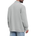 thumbnail image 3 of Men's Vintage Casual Button Down Chest Pocket Jacquard Knit Shirt Jacket S Light Gray, 3 of 6