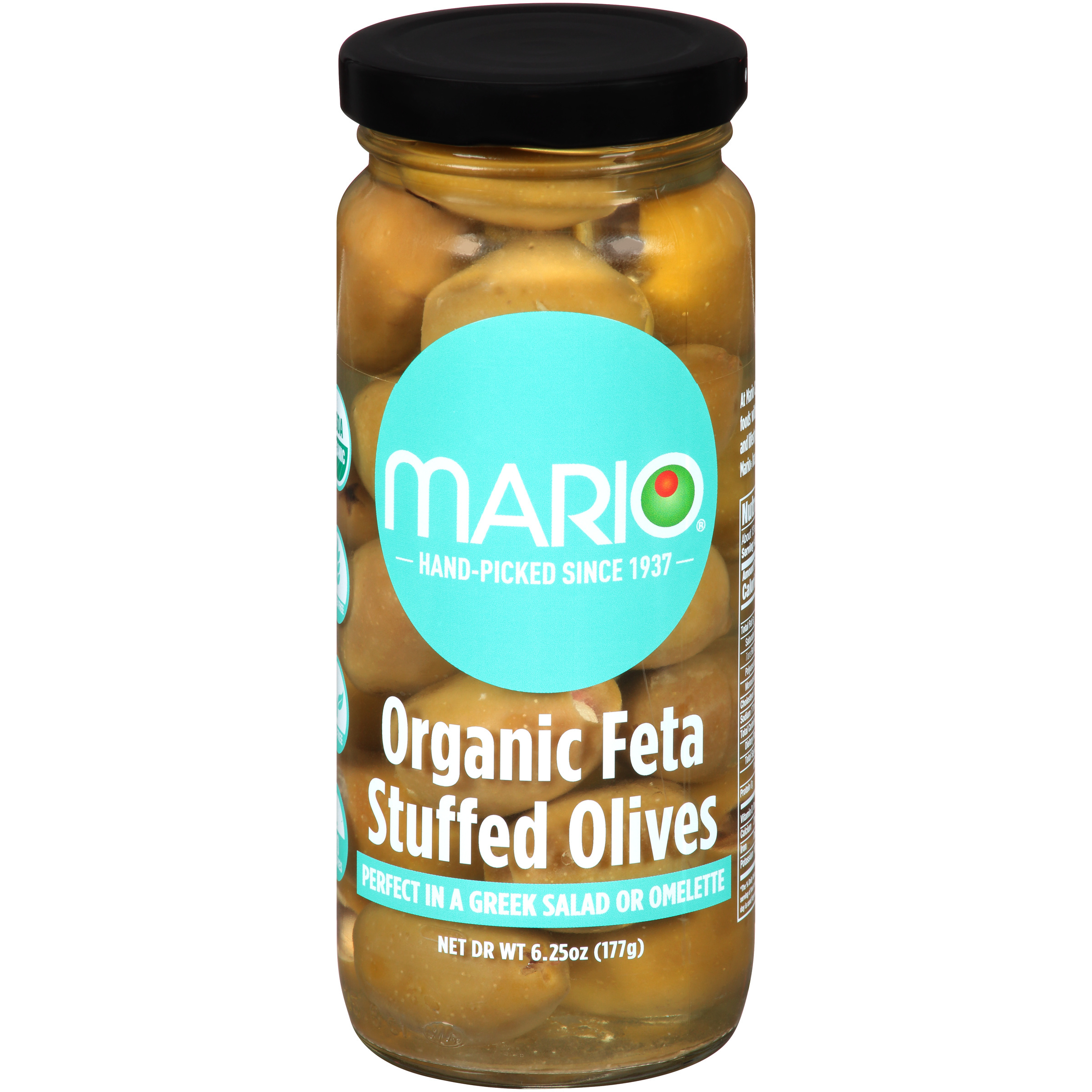Mario® Organic Feta Stuffed Olives 6.25 oz. Jar