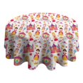 thumbnail image 4 of Colorful Princess Castle Carriage Pattern Round Tablecloth 60"x60",Wrinkle Wipeable Table Cloth for Kitchen Dining Room Picnic Patio Party, 4 of 6
