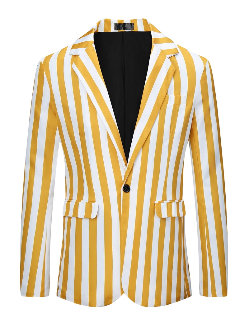 INSPIRE CHIC Men's Suit Striped Single Breasted Slim Fit Casual