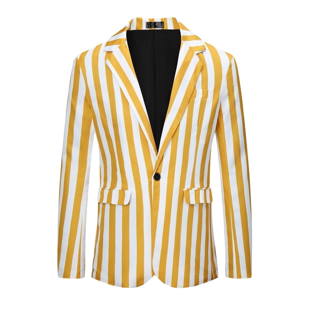 INSPIRE CHIC Men's Suit Striped Single Breasted Slim Fit Casual