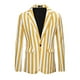 thumbnail image 5 of INSPIRAR CHIC Traje de Hombre a Rayas de Una Sola Botonadura Ajustado Casual Blazer Vertical Rayas XL Amarillo Blanco, 5 of 5