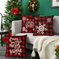 thumbnail image 3 of Merry Christmas Throw Pillow Covers 18x18 Inch,Red Black Buffalo Plaid Pillowcase Christmas Decorations,Farmhouse Pillow Case for Sofa Home Decor Winter Cushion Case, 3 of 7
